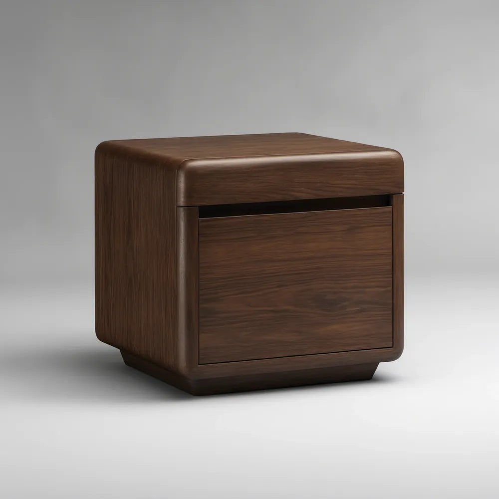 Mesa de Cabeceira com Gaveta em MDF Folheado a Nogueira Castanho-Escuro 45 x 40 x 45 cm