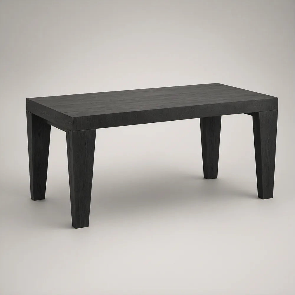 Mesa de Jantar Rectangular em Carvalho Maciço Preto, 160 x 90 x 75 cm