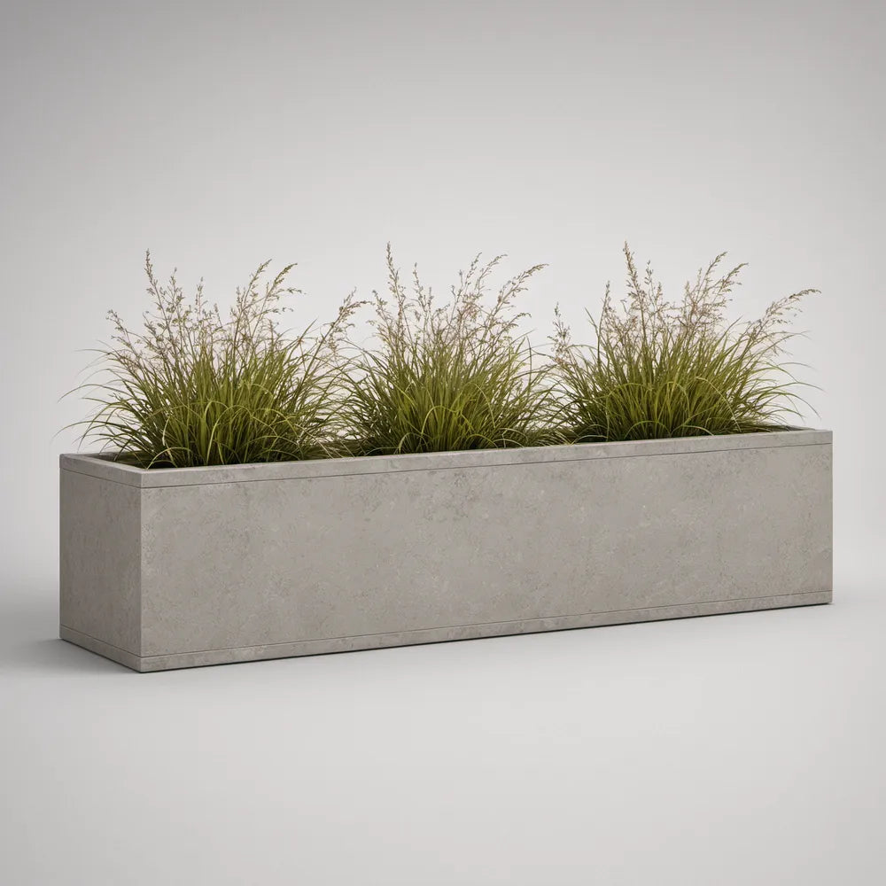 Floreira Retangular em Fibrocimento Cinzento Mate 100 x 40 x 40 cm