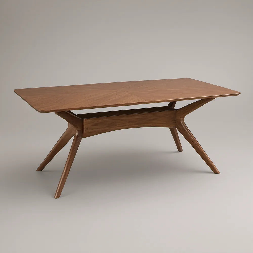 Mesa de Jantar Retangular em Nogueira Castanho, 180 x 90 x 75 cm
