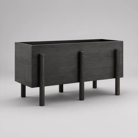 Floreira Elevada Retangular em Madeira Maciça de Acácia Preta 100 x 40 x 70 cm