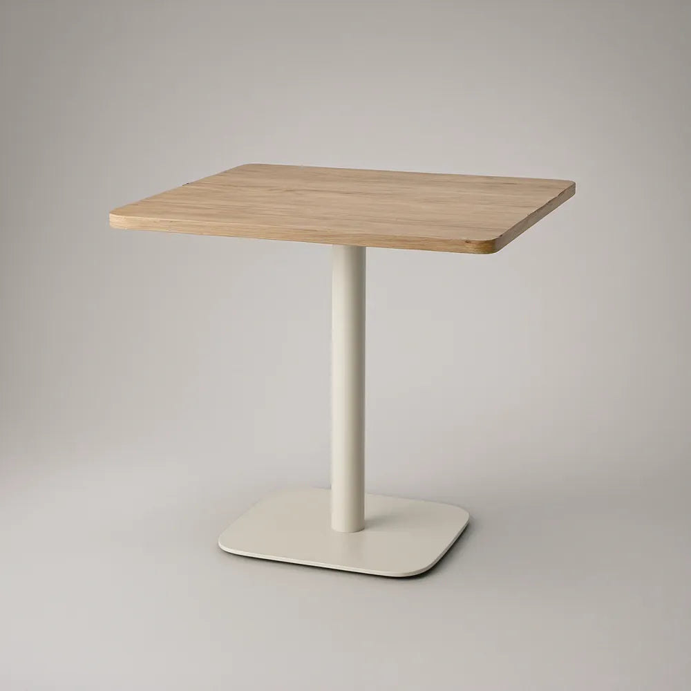 Mesa quadrada 70 x 70 x 75 cm em MDF efeito carvalho claro e aço branco