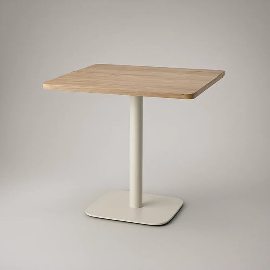 Mesa quadrada 70 x 70 x 75 cm em MDF efeito carvalho claro e aço branco