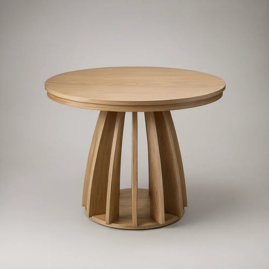 Mesa de Jantar Redonda em MDF Folheado a Carvalho Natural Ø120 x 75 cm