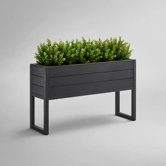 Floreira Elevada Retangular em Aço Galvanizado Preto 100 x 30 x 80 cm