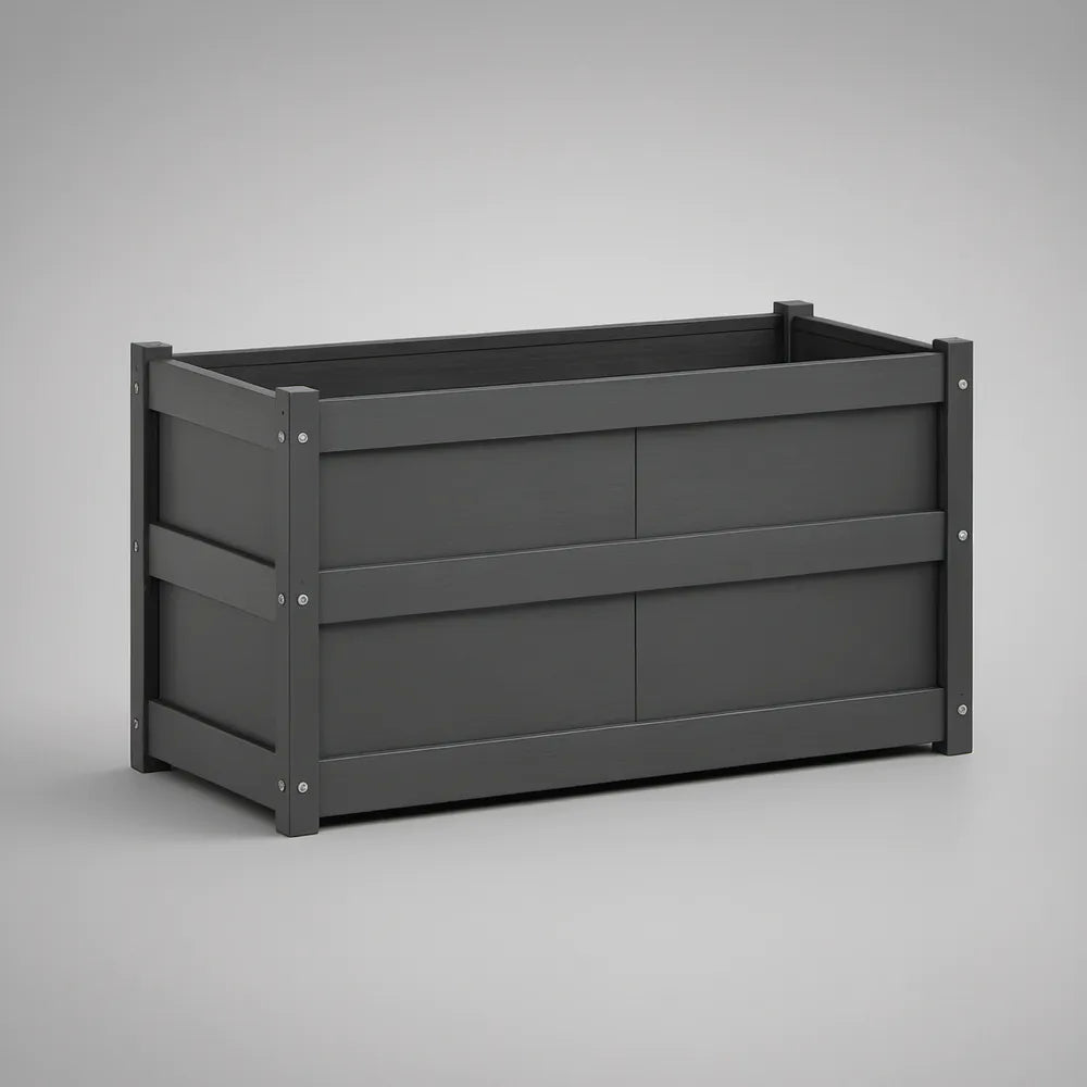 Floreira Elevada Retangular em Aço Galvanizado Cinzento-Antracite 120 x 60 x 60 cm