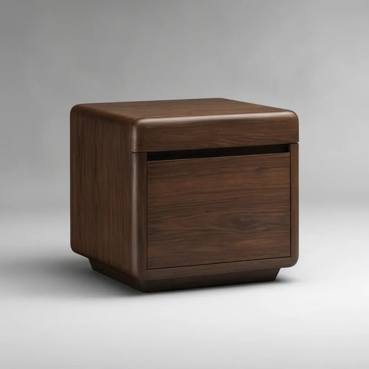 Mesa de Cabeceira com Gaveta em MDF Folheado a Nogueira Castanho-Escuro 45 x 40 x 45 cm