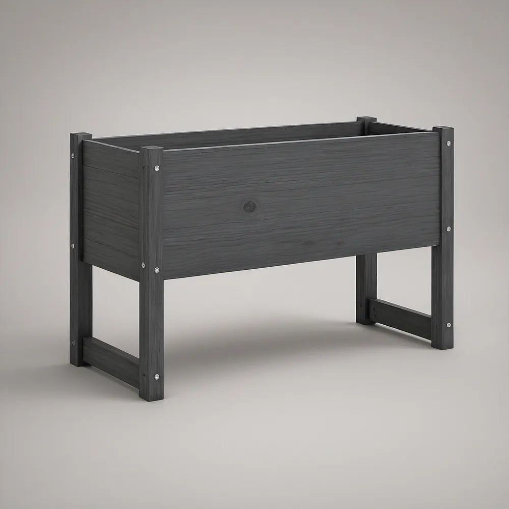 Floreira Elevada Retangular em WPC Cinzento-Escuro 100 x 40 x 80 cm
